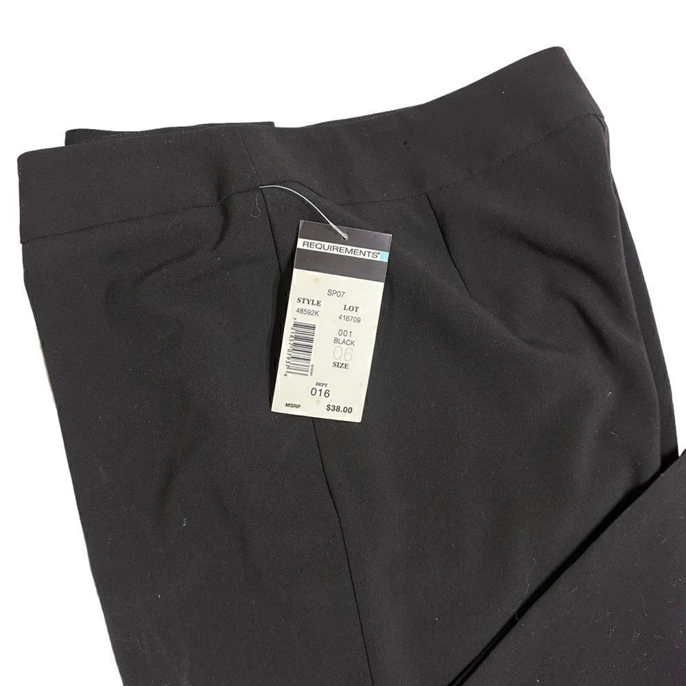 Vintage Requirements Black Crepe High Waist Flat Front Trousers Size 6 NWT - Picture 3 of 11